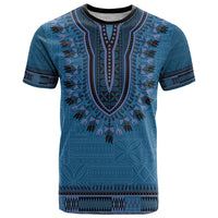 Blue African Dashiki With Fijian Tapa Pattern T Shirt LT14 Blue - Polynesian Pride