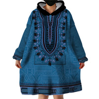 Blue African Dashiki With Fijian Tapa Pattern Wearable Blanket Hoodie LT14 - Polynesian Pride