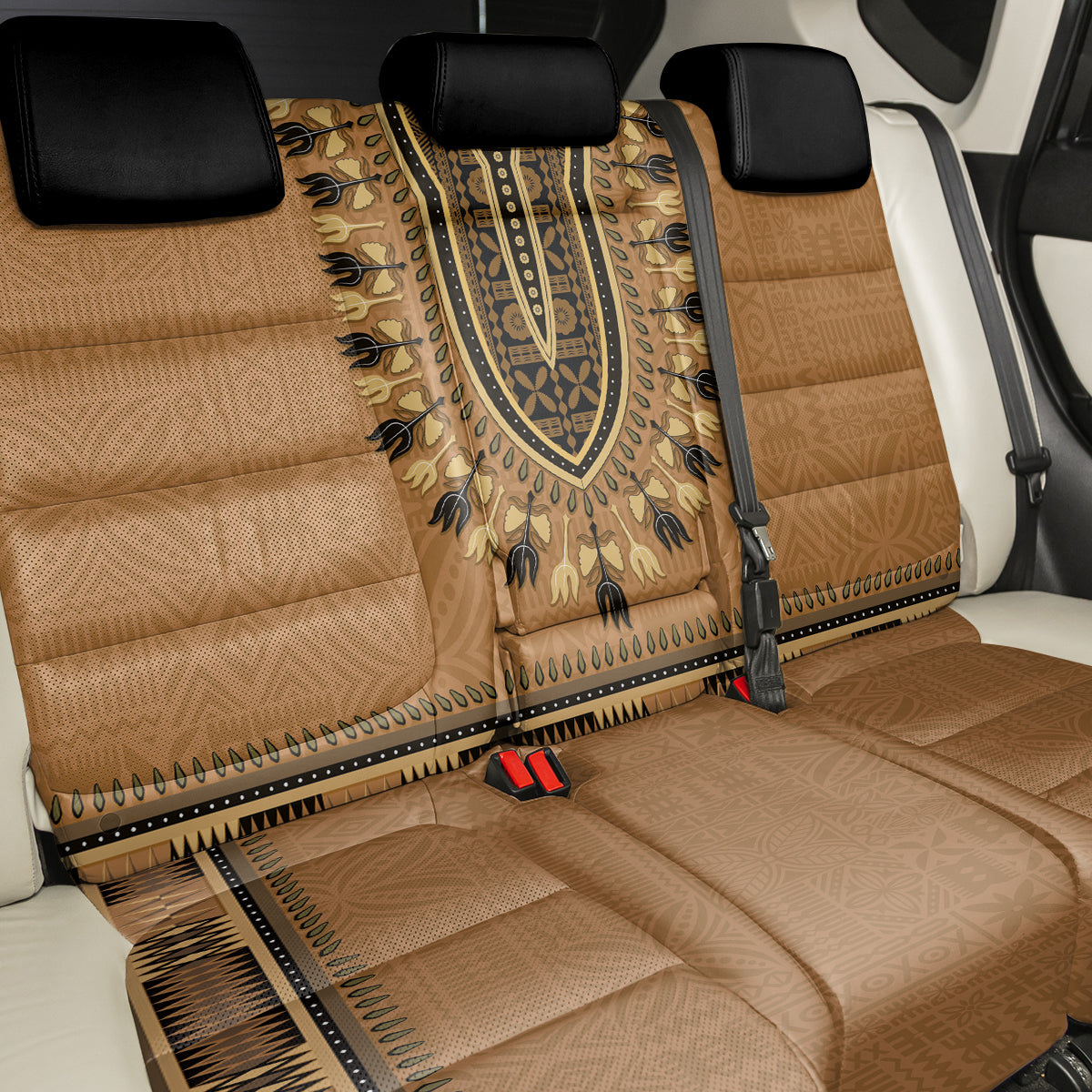Brown African Dashiki With Fijian Tapa Pattern Back Car Seat Cover LT14