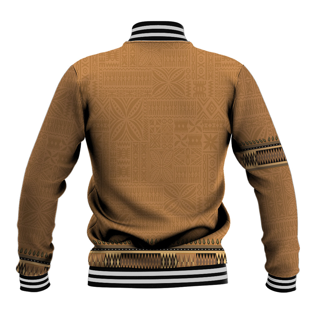 Brown African Dashiki With Fijian Tapa Pattern Baseball Jacket