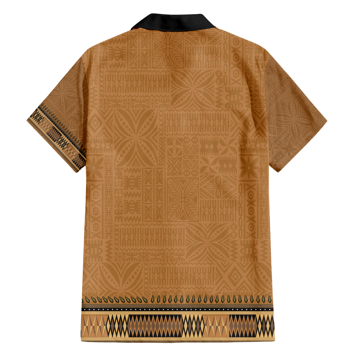 Brown African Dashiki With Fijian Tapa Pattern Family Matching Tank Maxi Dress and Hawaiian Shirt