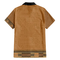 Brown African Dashiki With Fijian Tapa Pattern Family Matching Tank Maxi Dress and Hawaiian Shirt