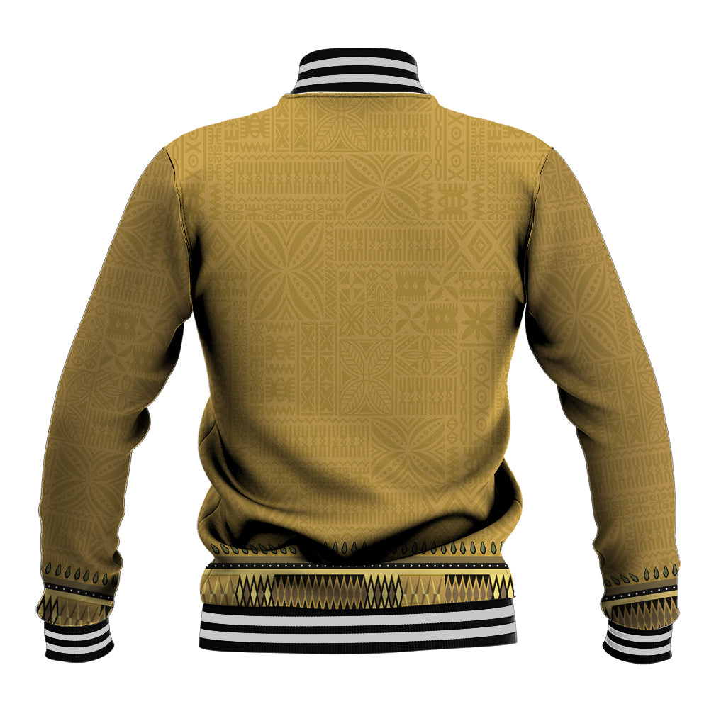 Gold African Dashiki With Fijian Tapa Pattern Baseball Jacket