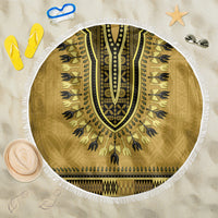 Gold African Dashiki With Fijian Tapa Pattern Beach Blanket