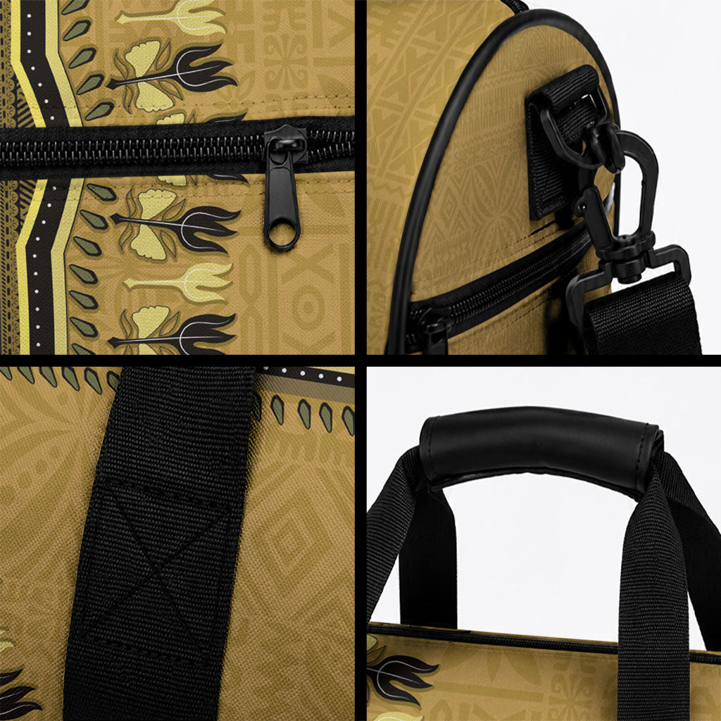 Gold African Dashiki With Fijian Tapa Pattern Duffle Bag LT14 - Polynesian Pride
