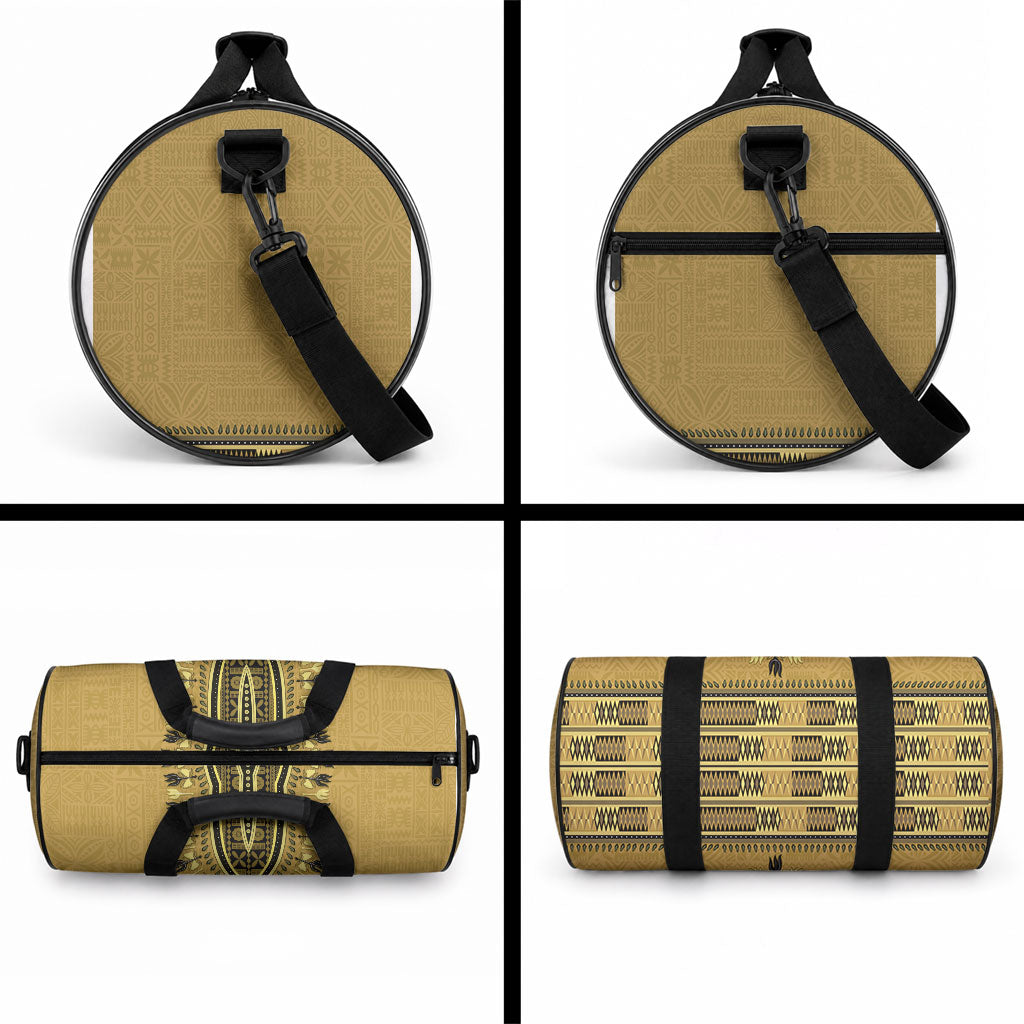 Gold African Dashiki With Fijian Tapa Pattern Duffle Bag LT14 - Polynesian Pride