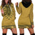 Gold African Dashiki With Fijian Tapa Pattern Hoodie Dress