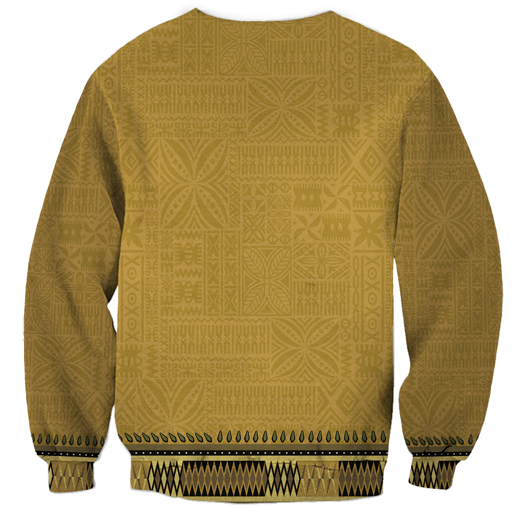 Gold African Dashiki With Fijian Tapa Pattern Sweatshirt