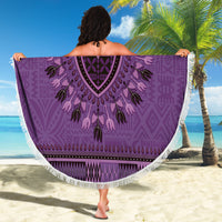 Purple African Dashiki With Fijian Tapa Pattern Beach Blanket