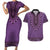 Purple African Dashiki With Fijian Tapa Pattern Couples Matching Short Sleeve Bodycon Dress and Hawaiian Shirt