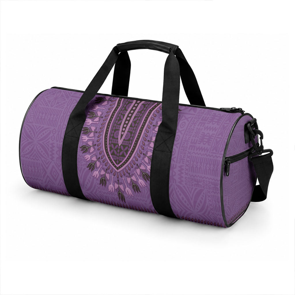 Purple African Dashiki With Fijian Tapa Pattern Duffle Bag LT14 - Polynesian Pride