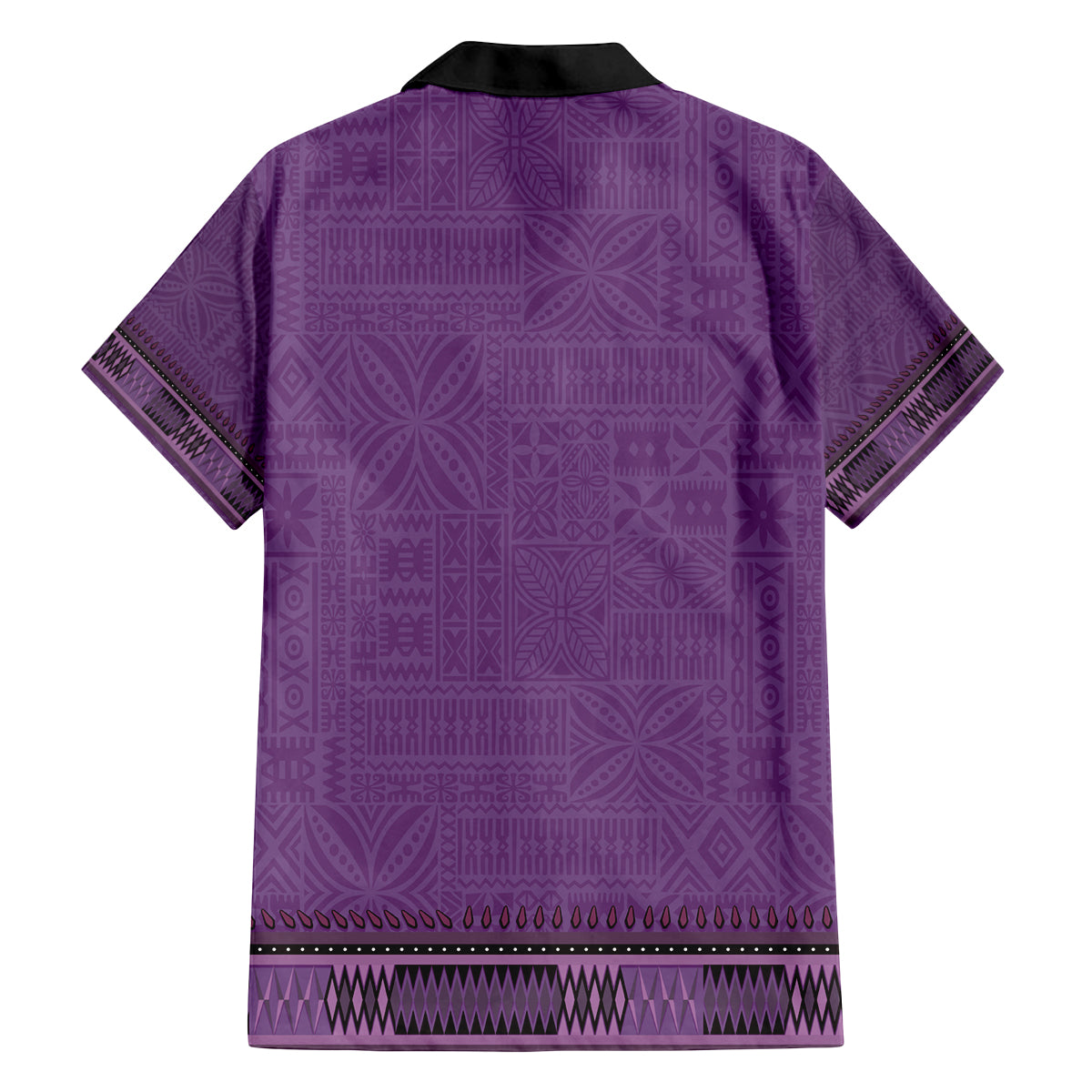 Purple African Dashiki With Fijian Tapa Pattern Family Matching Off Shoulder Short Dress and Hawaiian Shirt