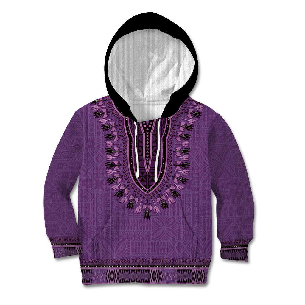 Purple African Dashiki With Fijian Tapa Pattern Kid Hoodie