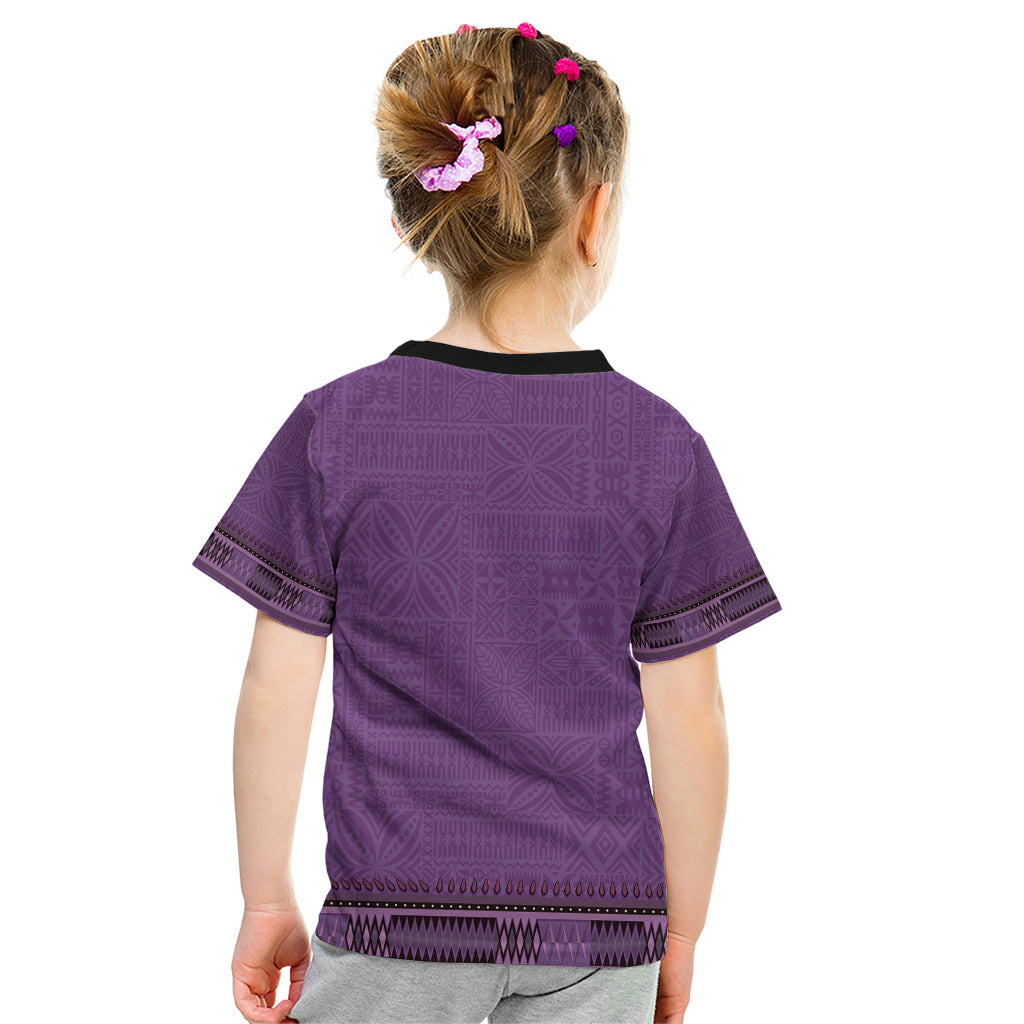 Purple African Dashiki With Fijian Tapa Pattern Kid T Shirt