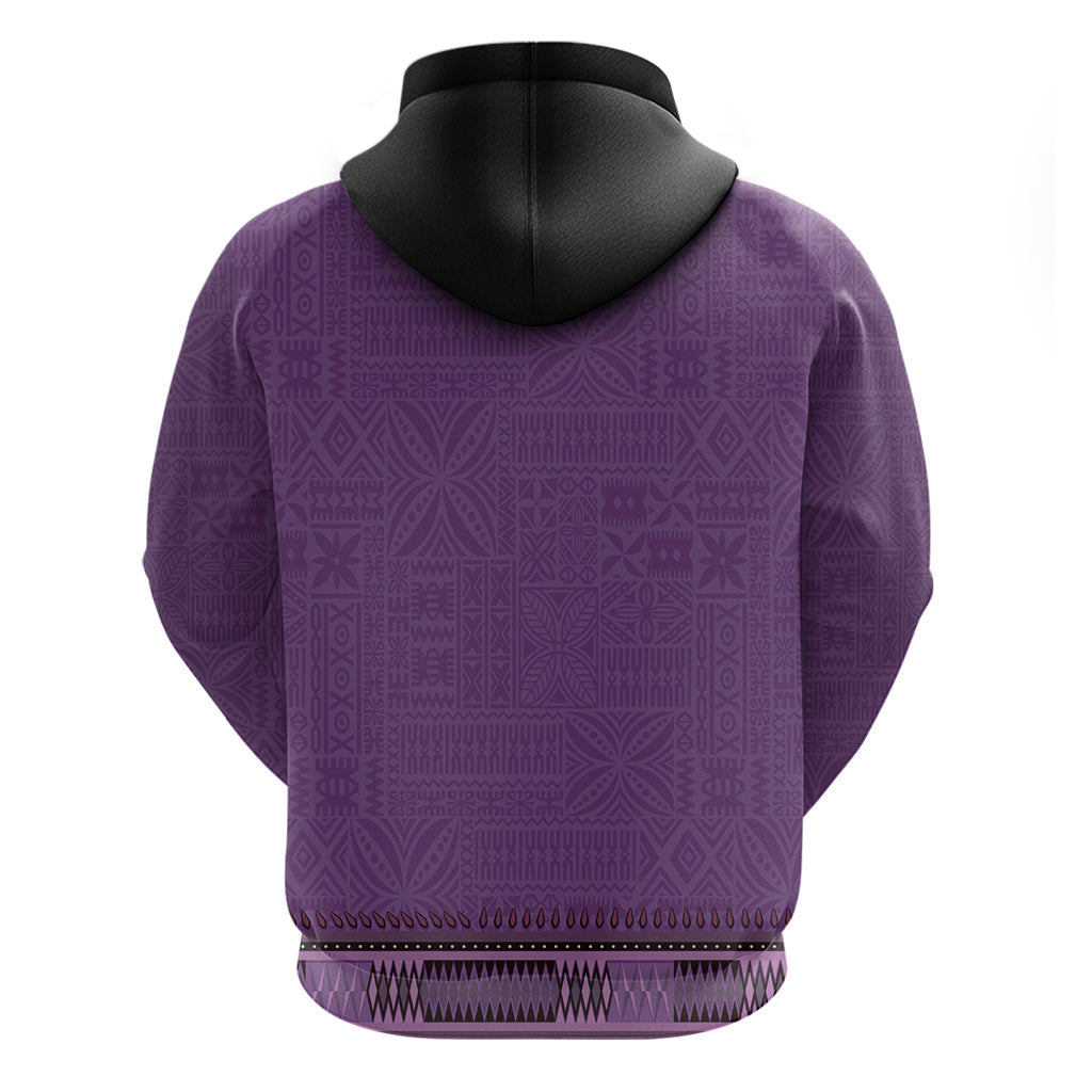 Purple African Dashiki With Fijian Tapa Pattern Zip Hoodie