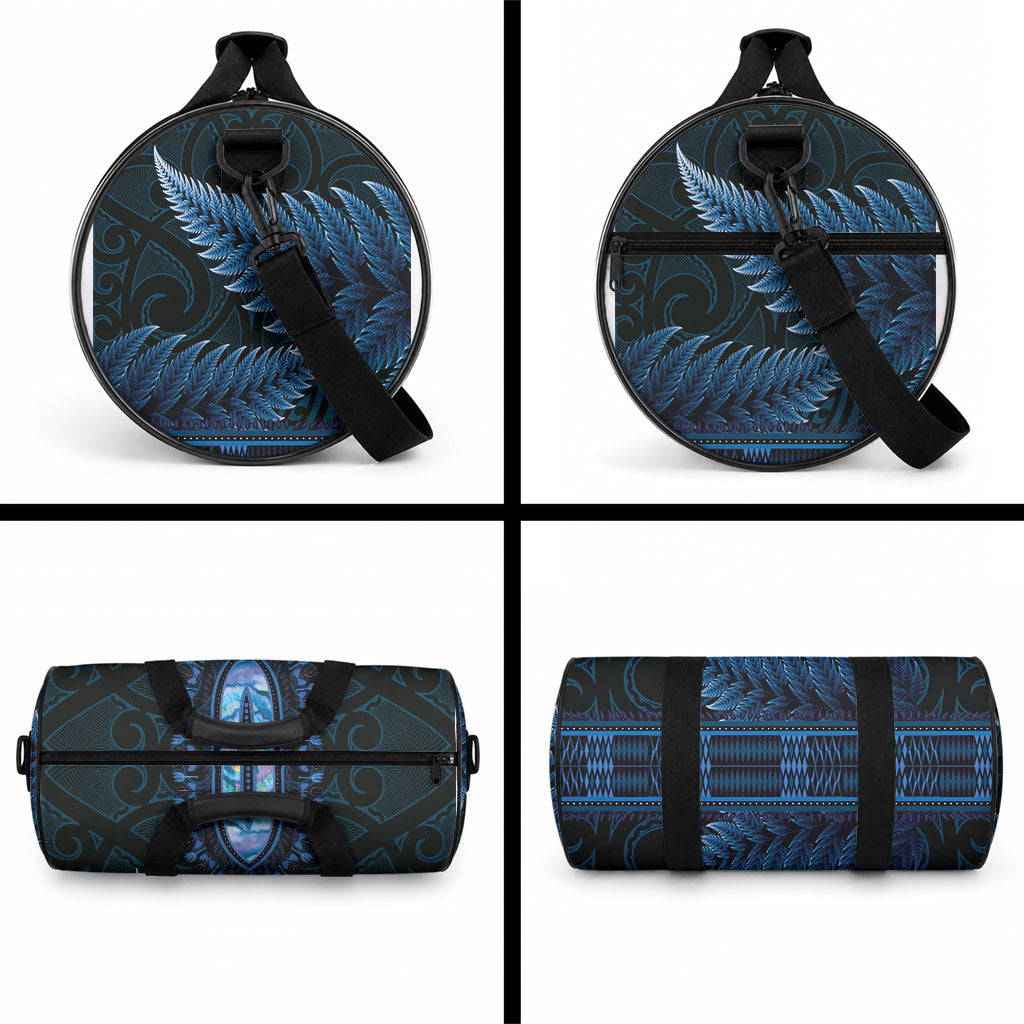 Blue African Dashiki With Aotearoa Maori Duffle Bag Paua Shell Mix Silver Fern LT14 - Polynesian Pride