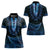 Blue African Dashiki With Aotearoa Maori Women Polo Shirt Paua Shell Mix Silver Fern