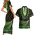 Lime Green African Dashiki With Aotearoa Maori Couples Matching Short Sleeve Bodycon Dress and Hawaiian Shirt Paua Shell Mix Silver Fern