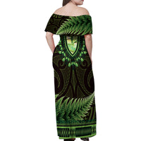 Lime Green African Dashiki With Aotearoa Maori Family Matching Off Shoulder Maxi Dress and Hawaiian Shirt Paua Shell Mix Silver Fern