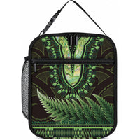 Lime Green African Dashiki With Aotearoa Maori Lunch Bag Paua Shell Mix Silver Fern LT14 10.2 × 8.3 × 4.3 inch Lime Green - Polynesian Pride