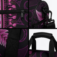 Pink African Dashiki With Aotearoa Maori Duffle Bag Paua Shell Mix Silver Fern LT14 - Polynesian Pride