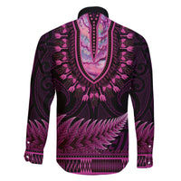 Pink African Dashiki With Aotearoa Maori Family Matching Tank Maxi Dress and Hawaiian Shirt Paua Shell Mix Silver Fern
