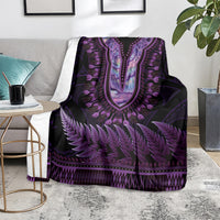Purple African Dashiki With Aotearoa Maori Blanket Paua Shell Mix Silver Fern LT14 - Polynesian Pride