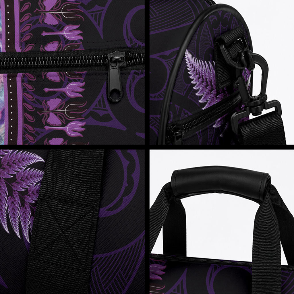 Purple African Dashiki With Aotearoa Maori Duffle Bag Paua Shell Mix Silver Fern LT14 - Polynesian Pride