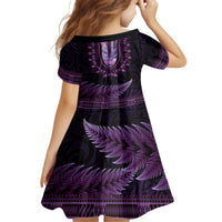 Purple African Dashiki With Aotearoa Maori Family Matching Tank Maxi Dress and Hawaiian Shirt Paua Shell Mix Silver Fern LT14 - Polynesian Pride