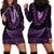 Purple African Dashiki With Aotearoa Maori Hoodie Dress Paua Shell Mix Silver Fern