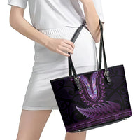 Purple African Dashiki With Aotearoa Maori Leather Tote Bag Paua Shell Mix Silver Fern LT14 - Polynesian Pride