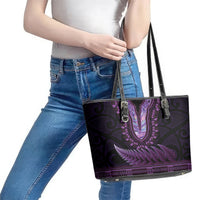 Purple African Dashiki With Aotearoa Maori Leather Tote Bag Paua Shell Mix Silver Fern LT14 - Polynesian Pride