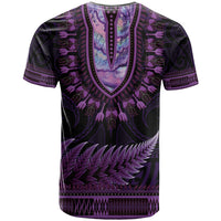 Purple African Dashiki With Aotearoa Maori T Shirt Paua Shell Mix Silver Fern LT14 - Polynesian Pride