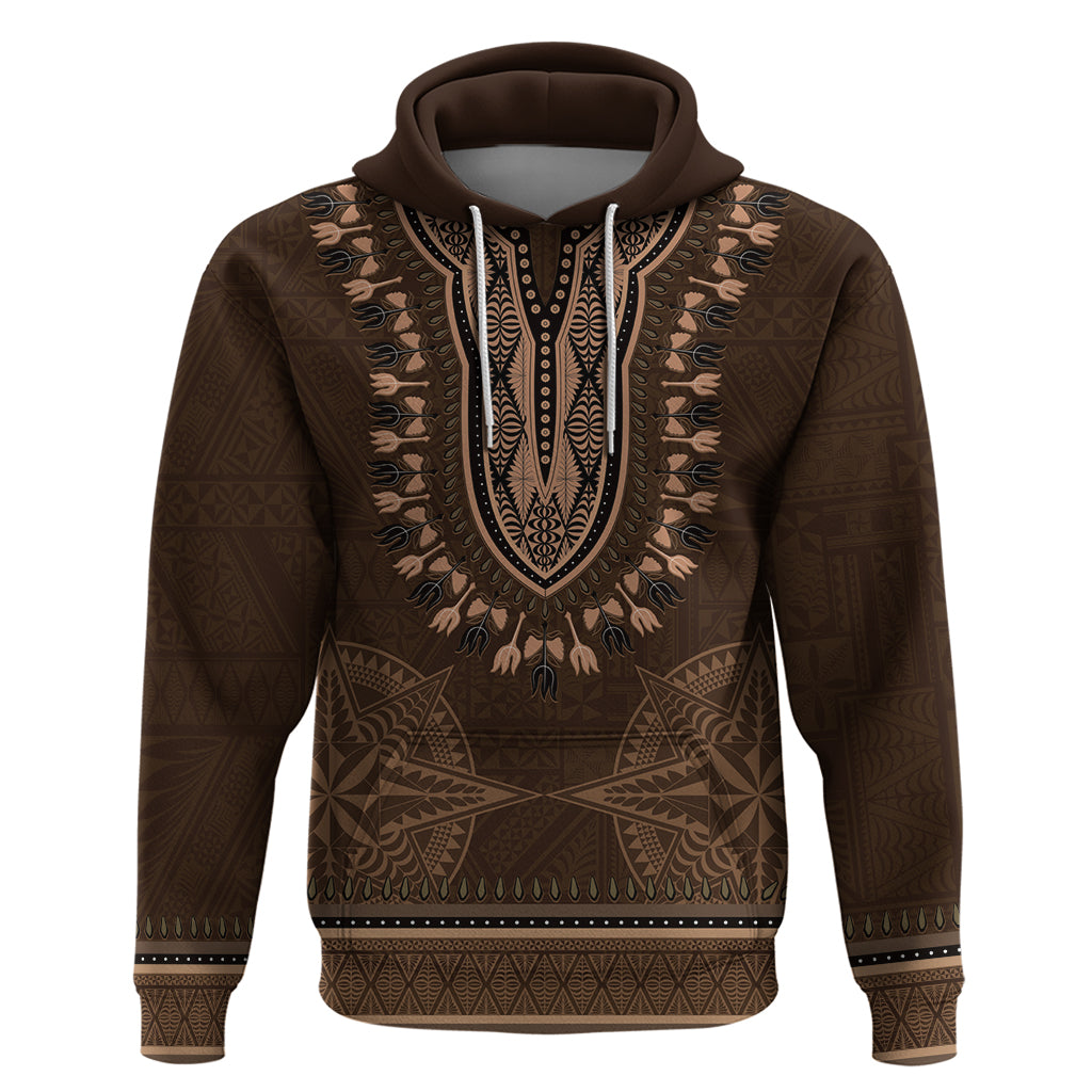 Brown African Dashiki With Tonga Ngatu Pattern Hoodie