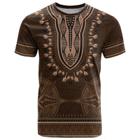 Brown African Dashiki With Tonga Ngatu Pattern T Shirt LT14 Brown - Polynesian Pride