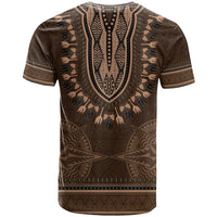Brown African Dashiki With Tonga Ngatu Pattern T Shirt LT14 - Polynesian Pride