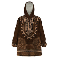Brown African Dashiki With Tonga Ngatu Pattern Wearable Blanket Hoodie LT14 One Size Brown - Polynesian Pride