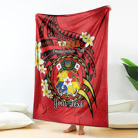 Personalised Tonga Emancipation Day Blanket Tongan Ngatu Pattern - Red Version LT14 - Polynesian Pride