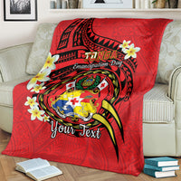 Personalised Tonga Emancipation Day Blanket Tongan Ngatu Pattern - Red Version LT14 - Polynesian Pride