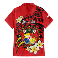 Personalised Tonga Emancipation Day Family Matching Mermaid Dress and Hawaiian Shirt Tongan Ngatu Pattern - Red Version