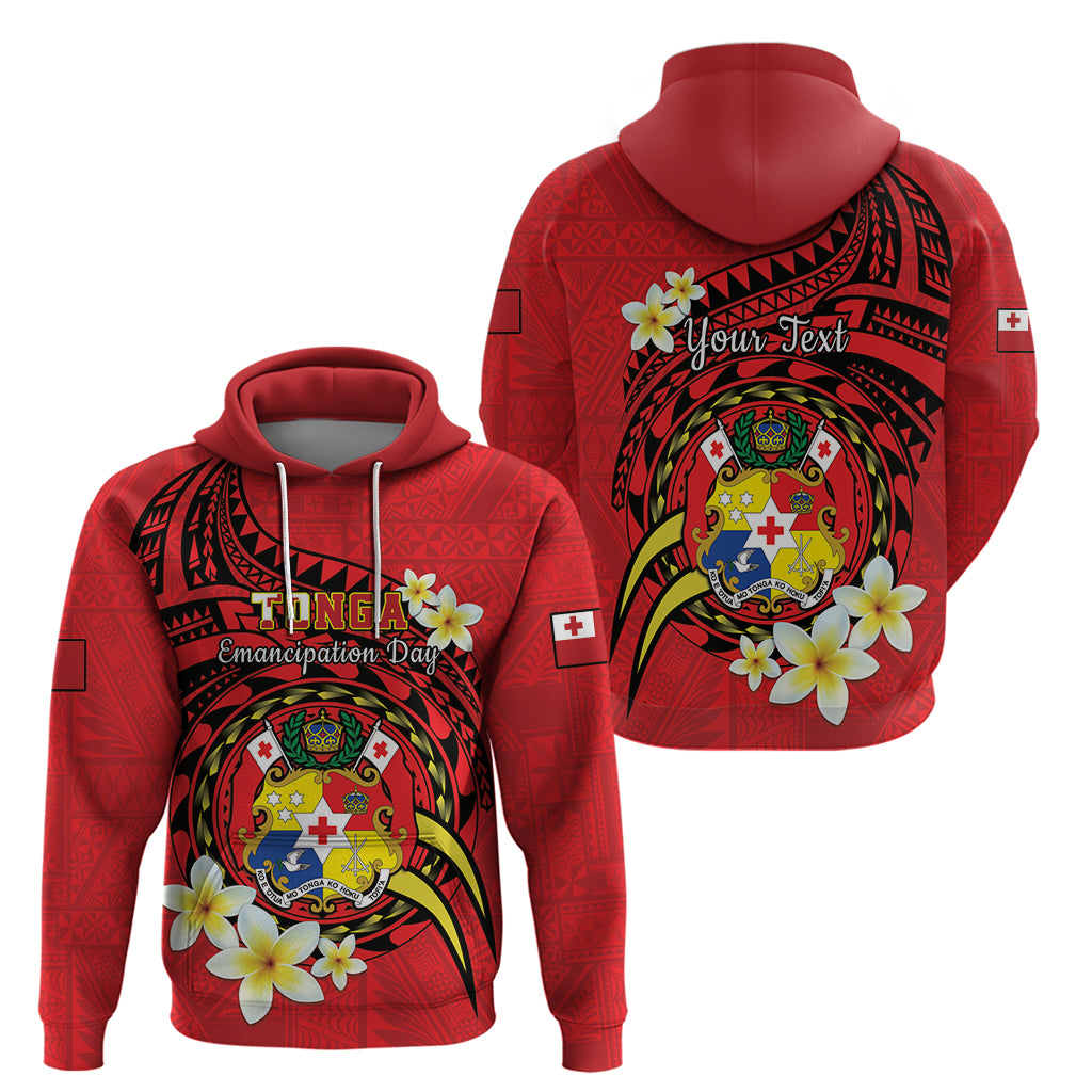 Personalised Tonga Emancipation Day Hoodie Tongan Ngatu Pattern - Red Version