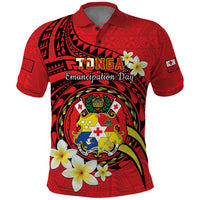 Personalised Tonga Emancipation Day Polo Shirt Tongan Ngatu Pattern - Red Version LT14 Red - Polynesian Pride