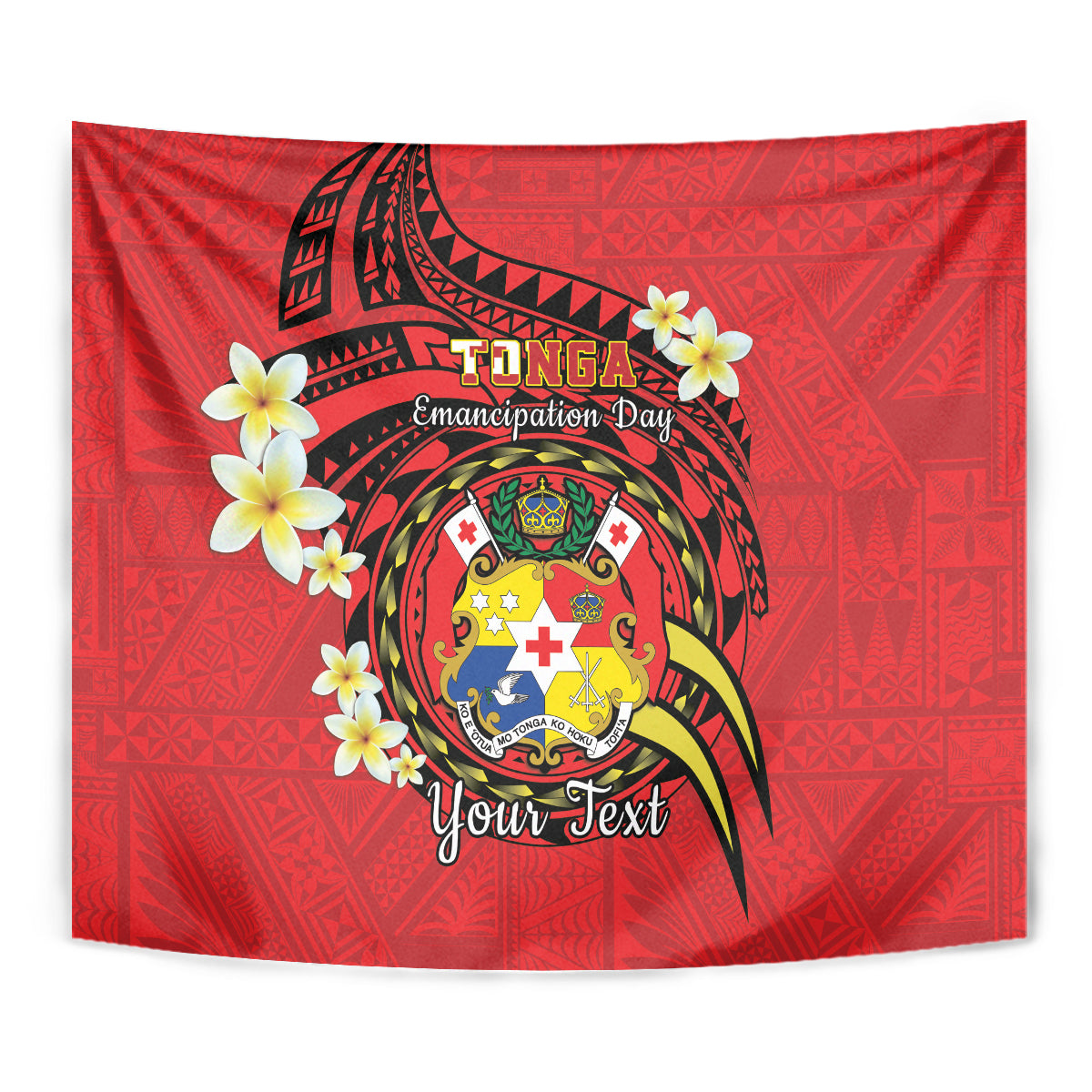 Personalised Tonga Emancipation Day Tapestry Tongan Ngatu Pattern - Red Version