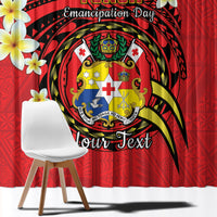 Personalised Tonga Emancipation Day Window Curtain Tongan Ngatu Pattern - Red Version