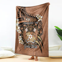 Personalised Tonga Emancipation Day Blanket Tongan Ngatu Pattern - Brown Version LT14 - Polynesian Pride