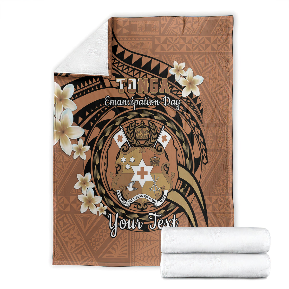 Personalised Tonga Emancipation Day Blanket Tongan Ngatu Pattern - Brown Version LT14 - Polynesian Pride