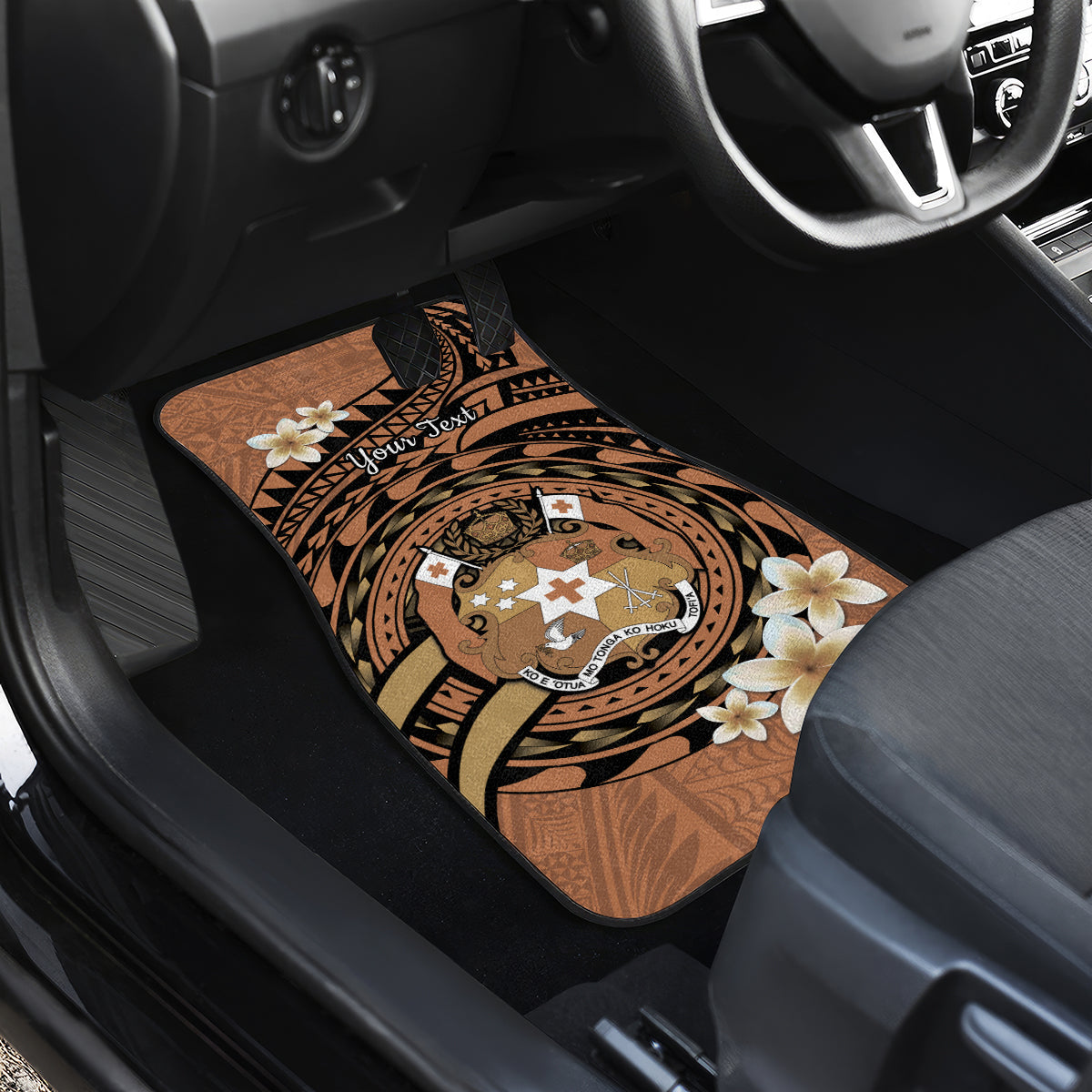Personalised Tonga Emancipation Day Car Mats Tongan Ngatu Pattern - Brown Version
