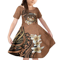 Personalised Tonga Emancipation Day Family Matching Mermaid Dress and Hawaiian Shirt Tongan Ngatu Pattern - Brown Version