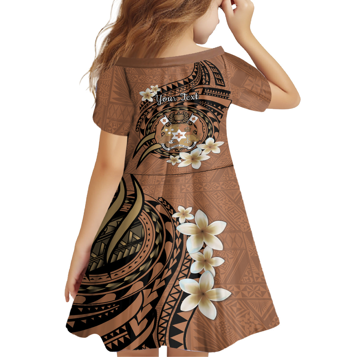 Personalised Tonga Emancipation Day Family Matching Puletasi and Hawaiian Shirt Tongan Ngatu Pattern - Brown Version