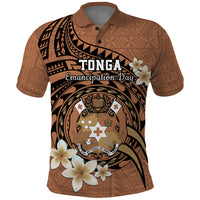 Personalised Tonga Emancipation Day Polo Shirt Tongan Ngatu Pattern - Brown Version LT14 Brown - Polynesian Pride